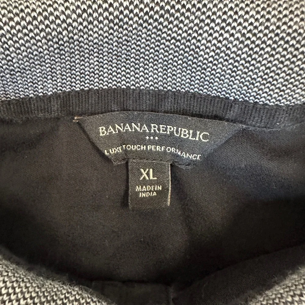 Banana Republic Mens Luxe Touch Performance Polo XL Black Contrast Collar